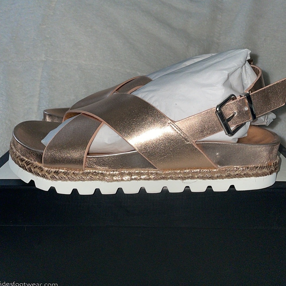 NWT J/SLIDES LEE Rose Gold Leather Sandal - Picture 10 of 16